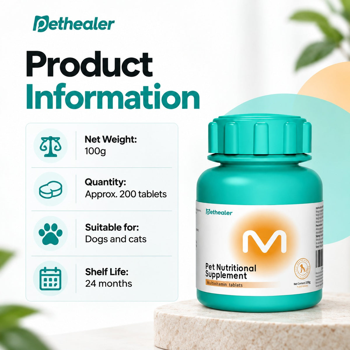 Pethealer Multivitamin Tablets for Cats & Dogs – Approx. 200 Tablets