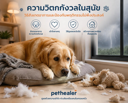 การสังเกตอาการความวิตกกังวลในสุนัข และวิธีป้องกันพฤติกรรมไม่พึงประสงค์ | Pethealer