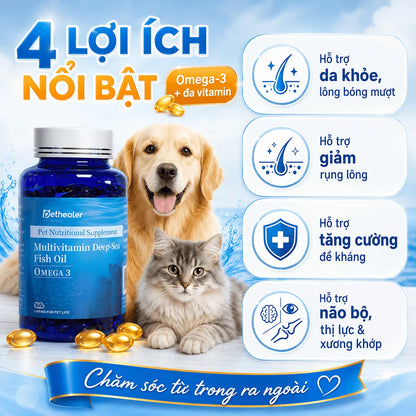 Pethealer Omega Fish Oil supports skin and coat health