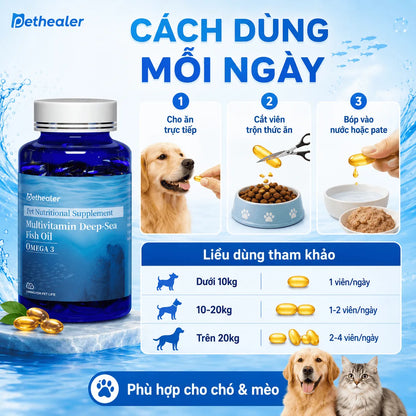 Pethealer Omega Fish Oil supports skin and coat health
