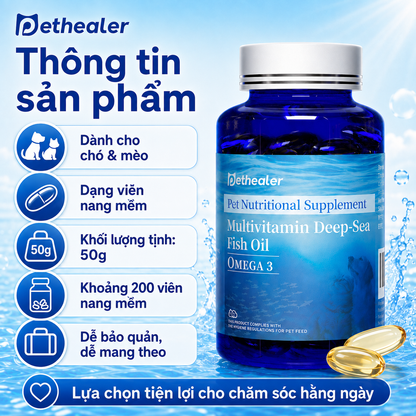 Dầu cá Omega Pethealer giúp cải thiện sức khỏe da và lông 50g