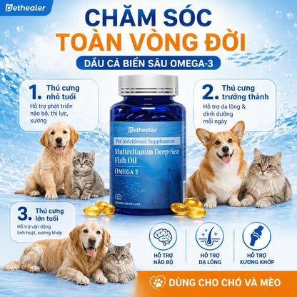 Pethealer Omega Fish Oil supports skin and coat health