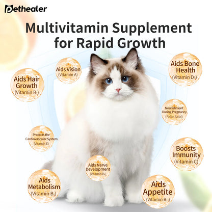 Pethealer Multivitamin Chewable Tablets for Cats & Dogs – 200 Count
