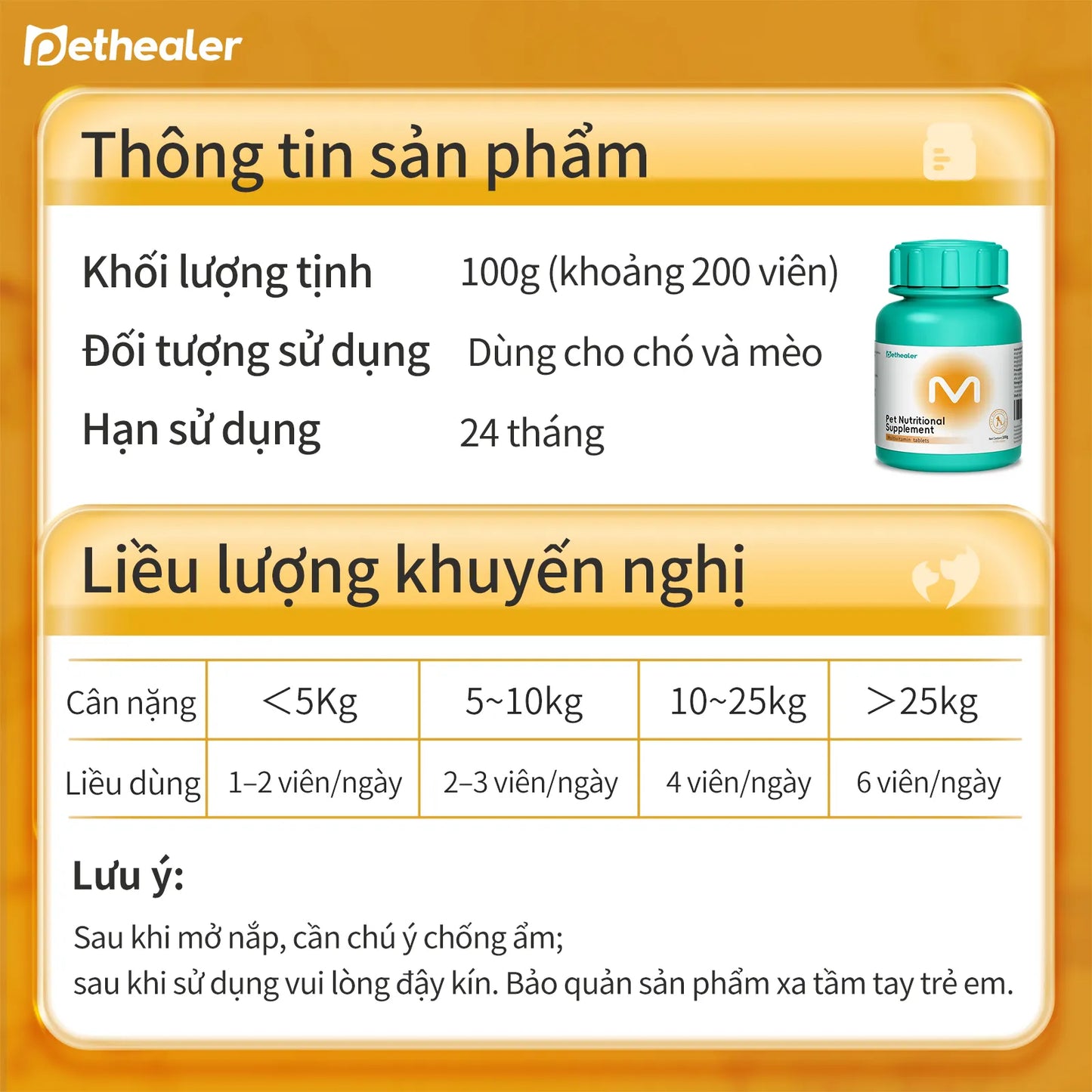 Pethealer Viên nhai multivitamin hỗ trợ sức khỏe và miễn dịch
