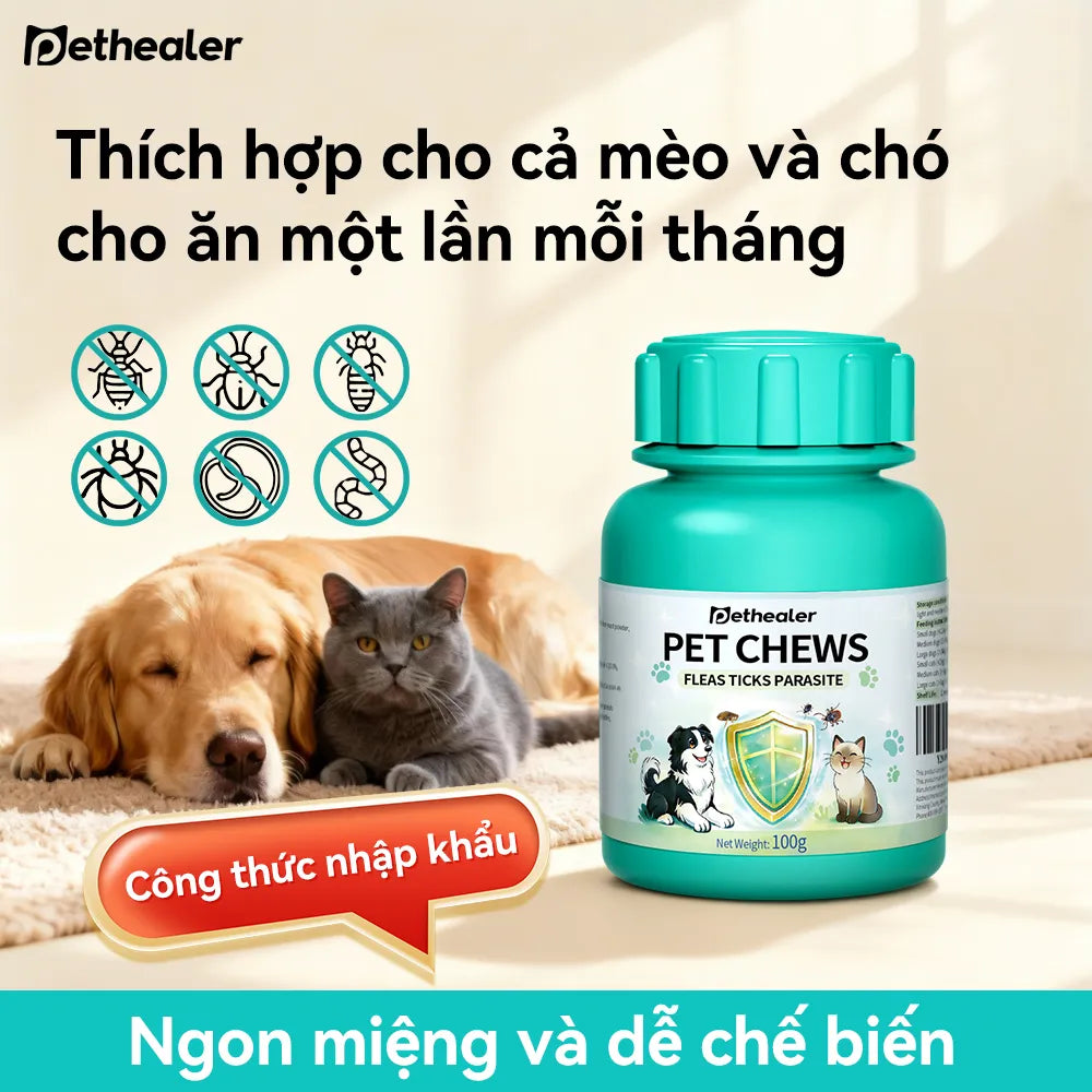 Pethealer Viên Thưởng Chăm Sóc Ký Sinh Trùng Ngoài Da Công Thức Bảo Vệ