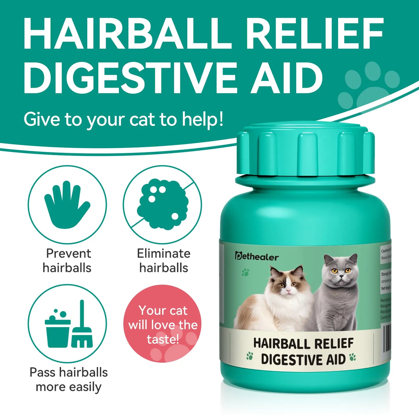 Pethealer Hairball Control & Digestive Support Treats, 100g
