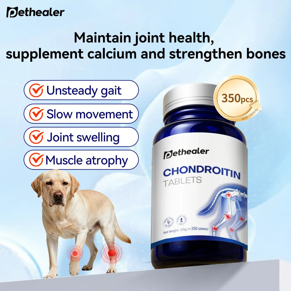 Pethealer เม็ดบำรุงข้อต่อสุนัขและแมว สูตรคอนดรอยติน 350 เม็ด