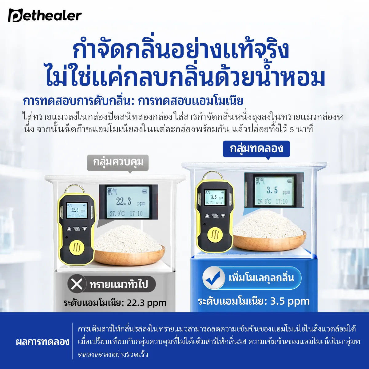 Pethealer ผงกำจัดกลิ่นทรายแมว ลดกลิ่นไม่พึงประสงค์ ปลอดภัยสำหรับสัตว์เลี้ยง