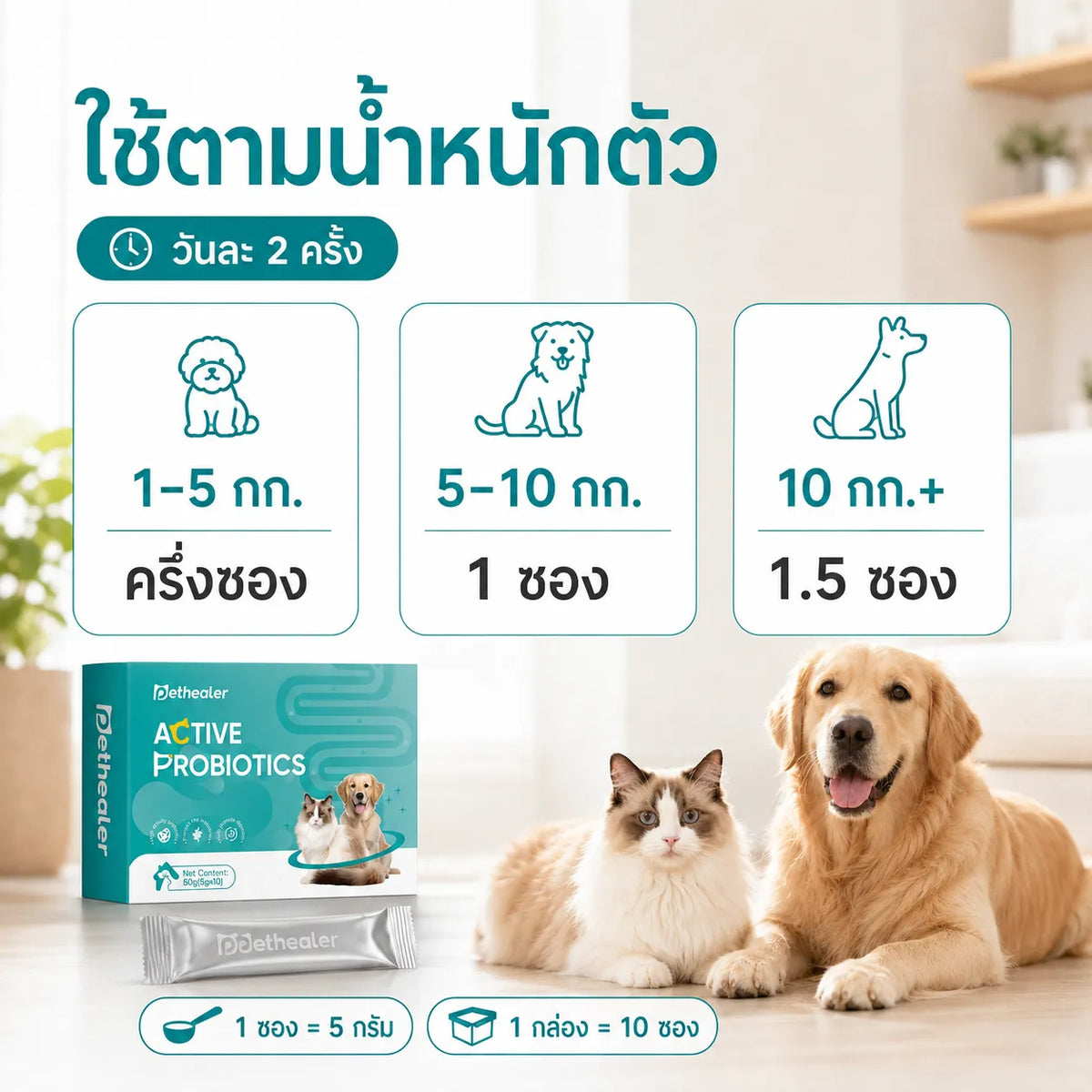 Pethealer โปรไบโอติกสูตรผสม เพื่อสุขภาพลำไส้ สำหรับสุนัขและแมว