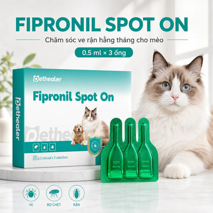 Thuốc nhỏ trị bọ chét và ve Pethealer Fipronil dành cho mèo.