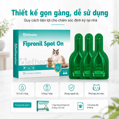 Thuốc nhỏ trị bọ chét và ve Pethealer Fipronil dành cho mèo.