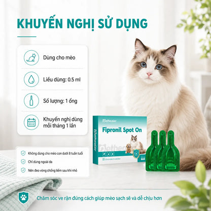 Thuốc nhỏ trị bọ chét và ve Pethealer Fipronil dành cho mèo.