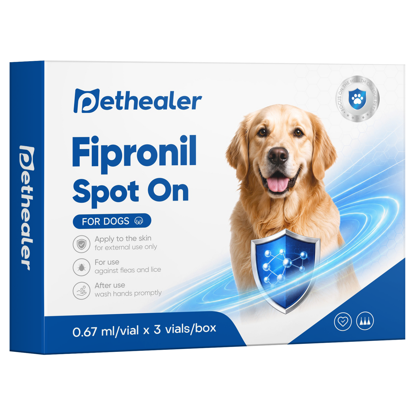 Pethealer ยาหยดกำจัดเห็บหมัดสำหรับสุนัข Fipronil